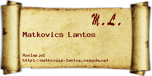 Matkovics Lantos névjegykártya